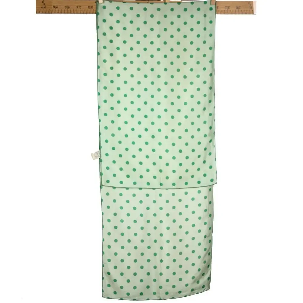 Vintage Ray Strauss Silk Polka Dot Scarf Green White Long 10.5x42 Mod - Hey Viv